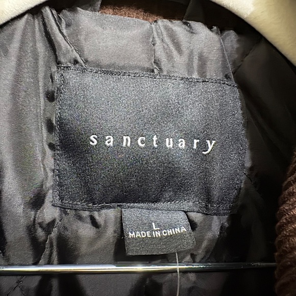 NWT Sanctuary Waxed Barn Coat Raincoat L Removable Hood Corduroy Collar Jacket - Picture 8 of 13